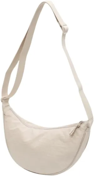 Crescent Bag Trendy Nylon Dumpling Crossbody Bag - Women's Versatile Small Shoulder Purse (Cream)