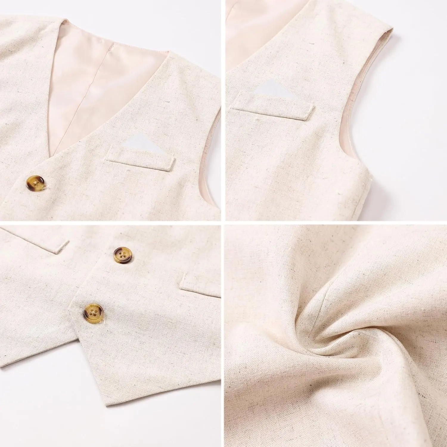 Cromoncent Boy Cotton and Linen Gentleman Suit, Shirt   Pants   Vest, 3 Months - 9 Years