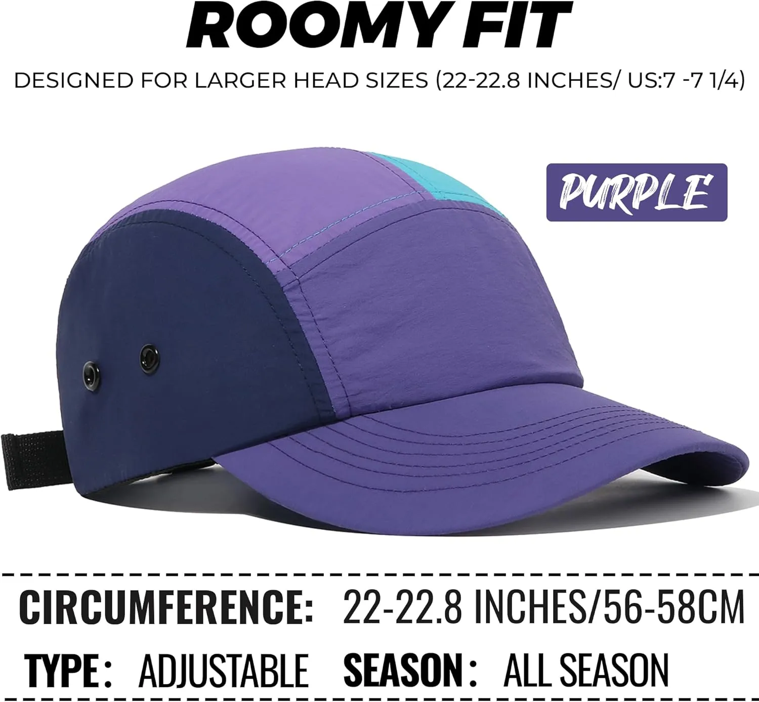 Croogo Men's 5 Panel Multi Color Baseball Cap UPF 50  Outdoor Trucker Hats Nylon Lightweight Golf Sports Cap Visor Hiphop Cap