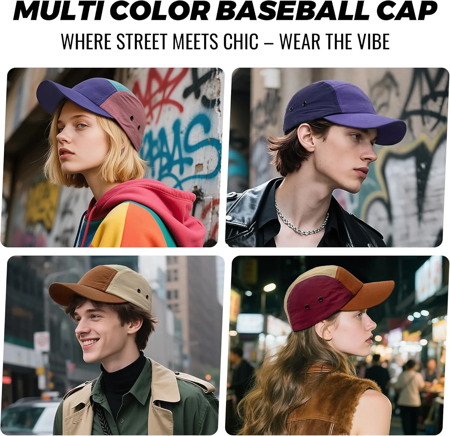 Croogo Men's 5 Panel Multi Color Baseball Cap UPF 50  Outdoor Trucker Hats Nylon Lightweight Golf Sports Cap Visor Hiphop Cap