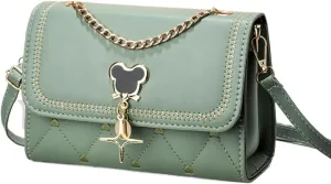 Crossbody Bag and Satchel Purse for Women- Fashion Chain shiny Chain Purse PU Leather HandBag