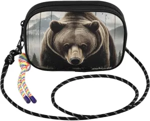 Crossbody Bag Bear Forest Wood for Women Cell Phone Purses Women's Small Shoulder Handbags Wallet Purse with Strap