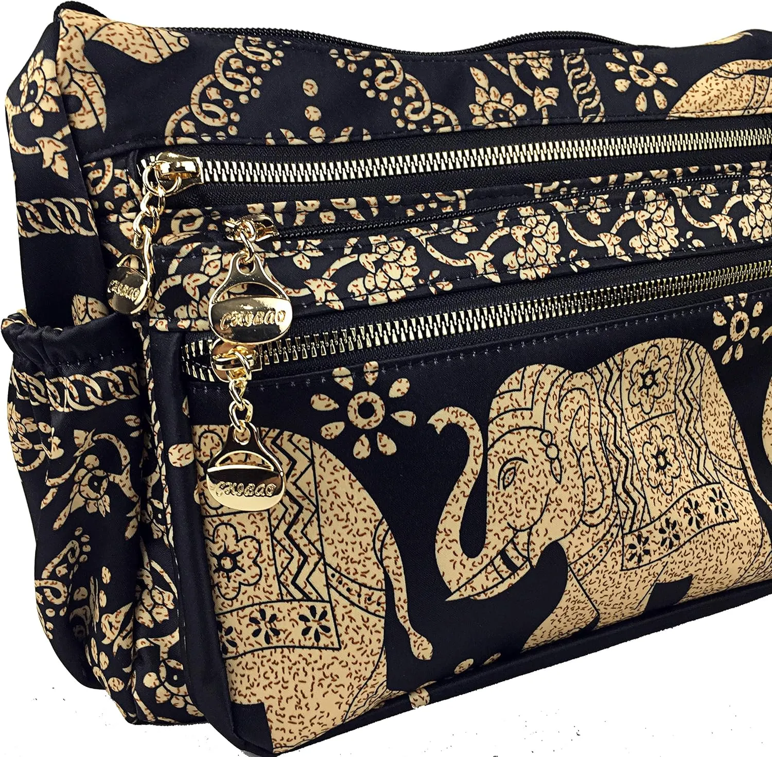 Crossbody Bag for Women Multi Pocket Shoulder Bag Boho Elephant Bag Casual Nylon Purse Handbag