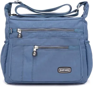 Crossbody Bag for Women, Multi Pockets Waterproof Nylon Shoulder Handbag, Lightweight Crossbody Purse for Ladies