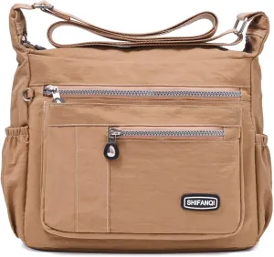 Crossbody Bag for Women, Multi Pockets Waterproof Nylon Shoulder Handbag, Lightweight Crossbody Purse for Ladies