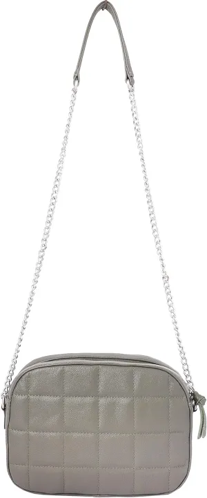 Crossbody Bag for Women Stylish Quilted Shoulder Bag Genuine Leather Satchel with Chain Strap