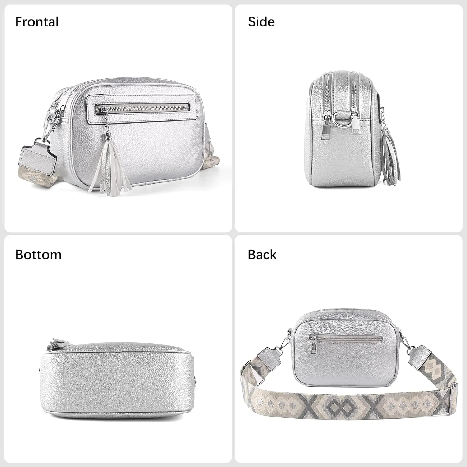 Crossbody Bag for Women Trendy Purse Small Shoulder Handbags with Wide Strap With Multi-compartment double zipper