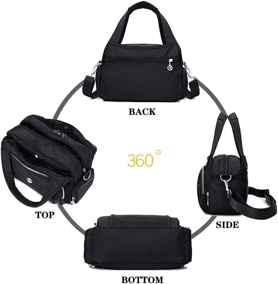 Crossbody Bag for Women Waterproof Handbag Multi-Pocket Nylon Travel Shoulder Purse