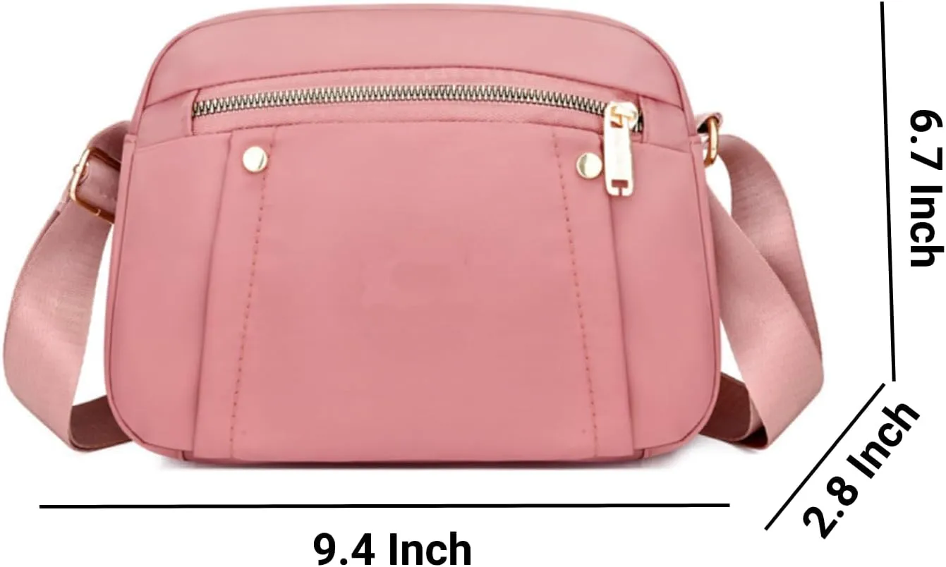 Crossbody Bag for Women, Waterproof Nylon Shoulder Bag with Pockets Adjustable Strap Small Purse Handbag for Ladies