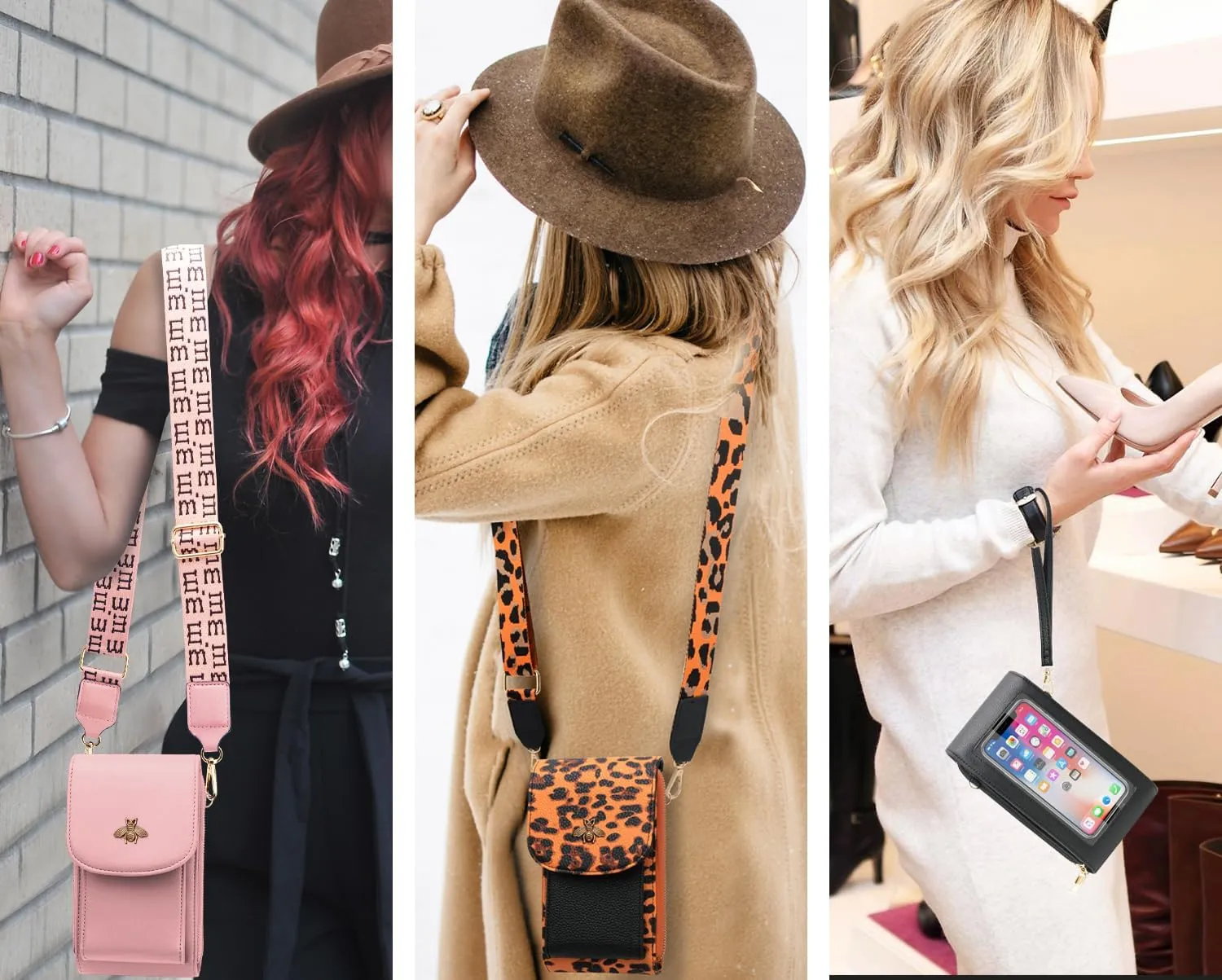 CrossBody Bags with Touchscreen Cell Phone Purse Window Zipper Pocket,RFID Blocking Card Holder iPhone bag for Women