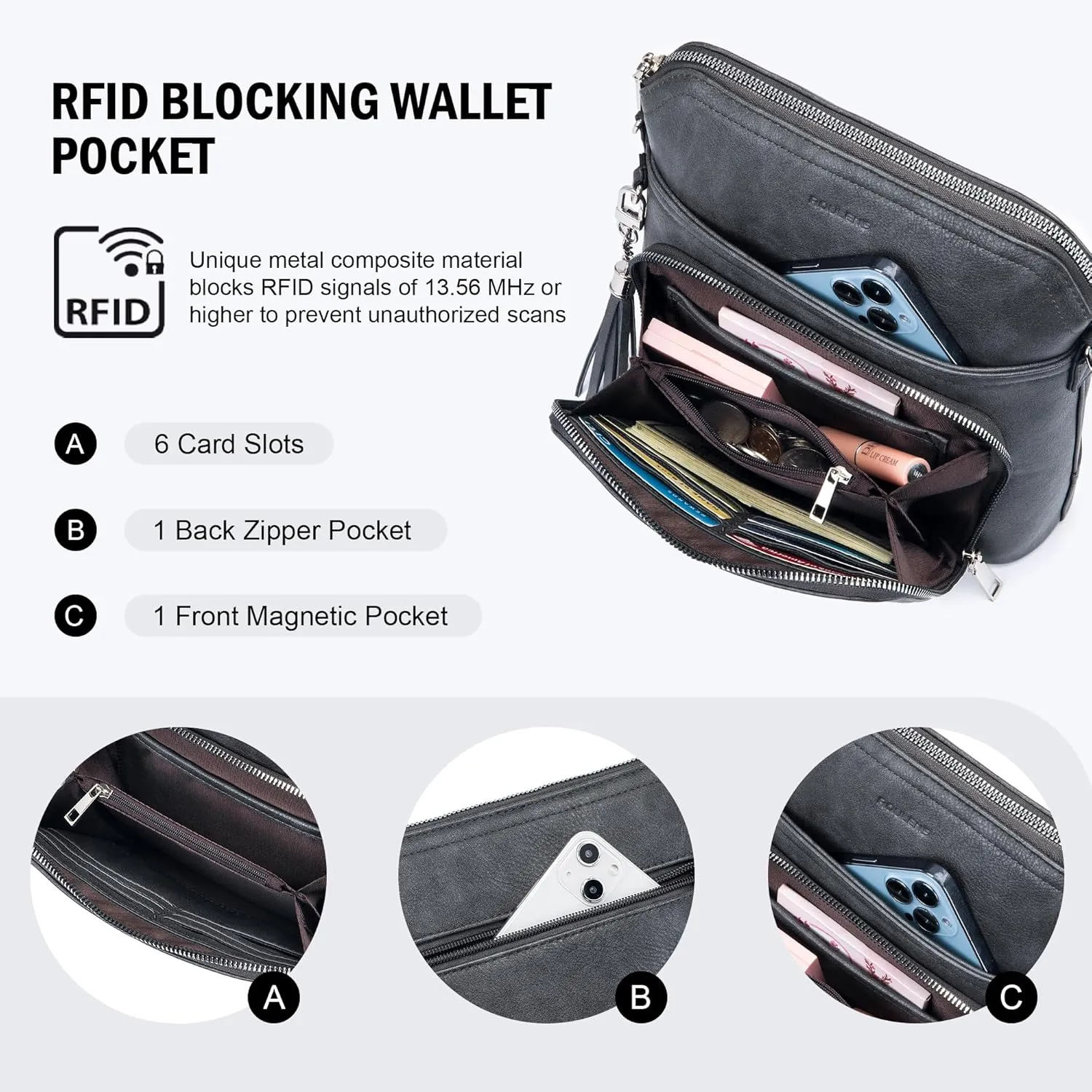 Crossbody Purse for Women,Lightweight Medium Crossbody Bag Soft Leather Women's Shoulder Handbags with Tassel