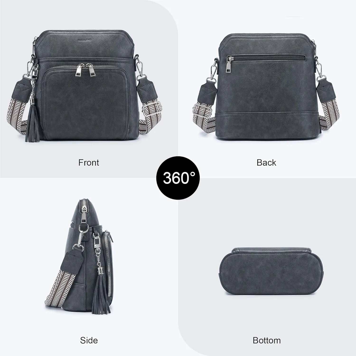 Crossbody Purse for Women,Lightweight Medium Crossbody Bag Soft Leather Women's Shoulder Handbags with Tassel