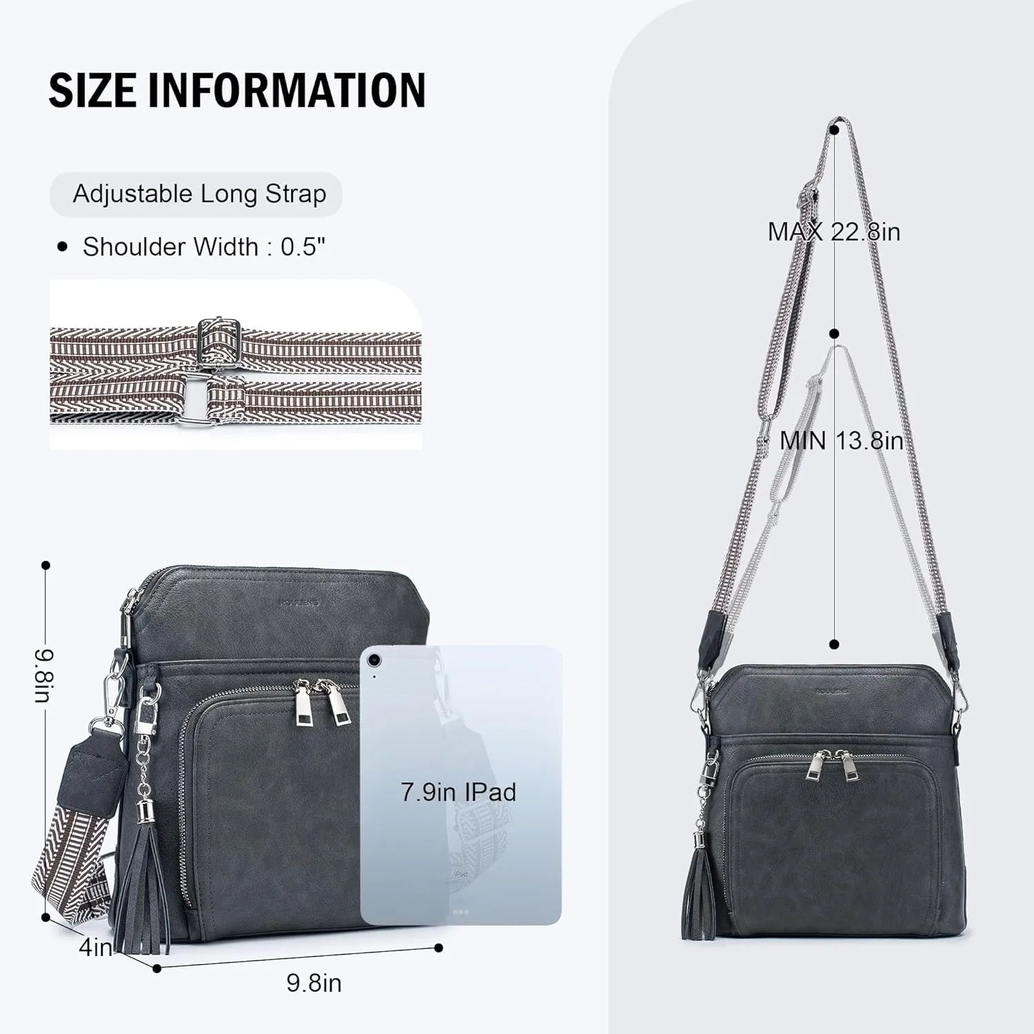 Crossbody Purse for Women,Lightweight Medium Crossbody Bag Soft Leather Women's Shoulder Handbags with Tassel