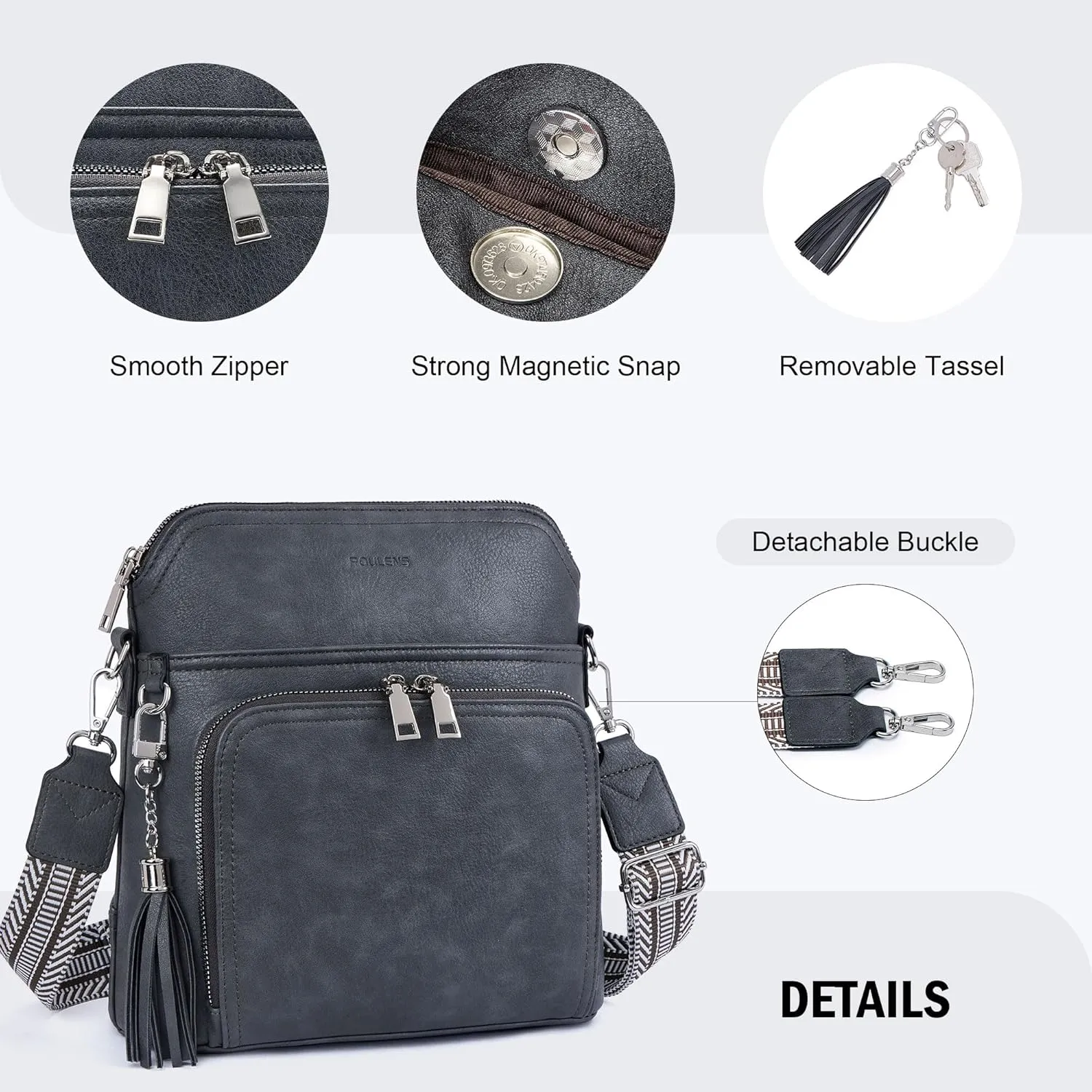 Crossbody Purse for Women,Lightweight Medium Crossbody Bag Soft Leather Women's Shoulder Handbags with Tassel