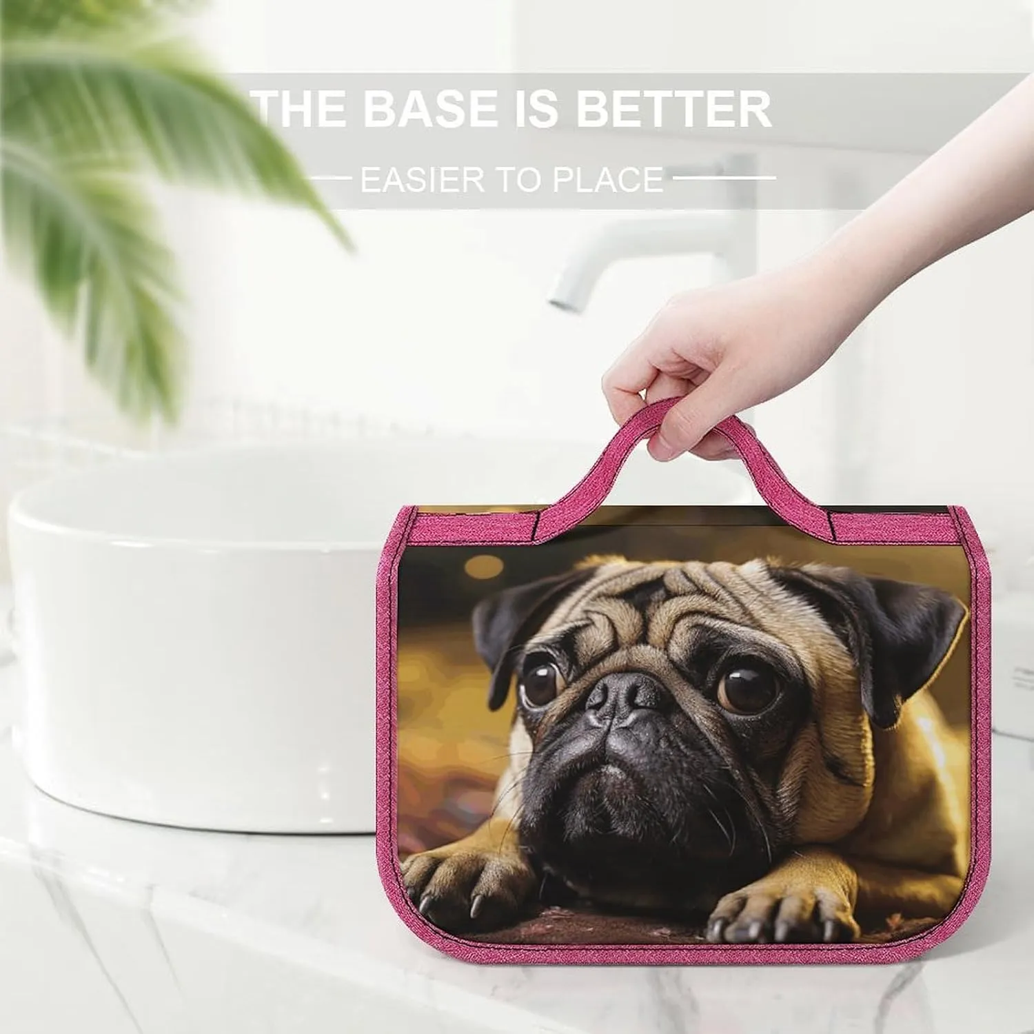 Cry Pug Travel Toiletry Bag for Women,Hanging Toiletry Organizer with Hook, Makeup Bag Travel Organizer for Shampoo,Toiletriesl