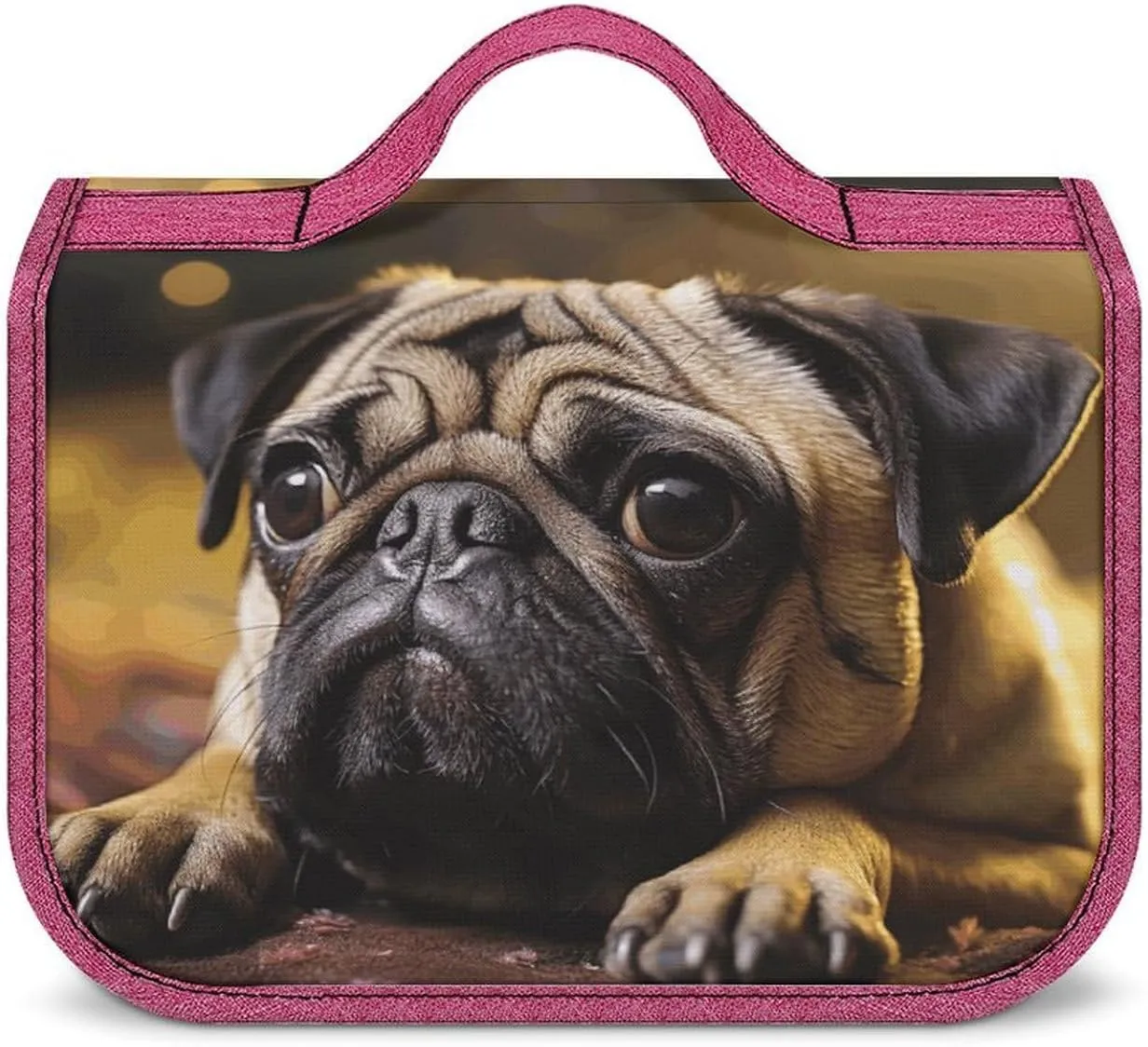 Cry Pug Travel Toiletry Bag for Women,Hanging Toiletry Organizer with Hook, Makeup Bag Travel Organizer for Shampoo,Toiletriesl
