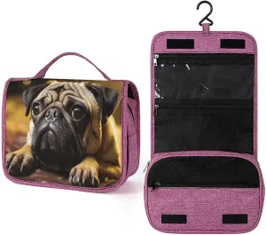 Cry Pug Travel Toiletry Bag for Women,Hanging Toiletry Organizer with Hook, Makeup Bag Travel Organizer for Shampoo,Toiletriesl