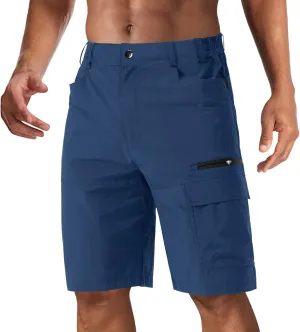 CRYSULLY Men's Hiking Cargo Shorts Outdoor Summer Lightweight Quick Dry Work Casual Shorts with 5 Zipper Pockets