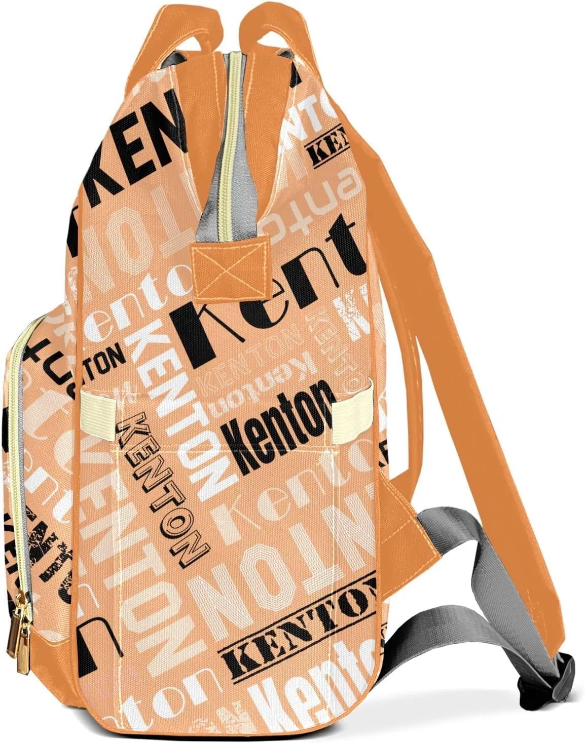 Custom Diaper Bag Backpack for Moms with Name - Personalized NameNursing Bag Insulated Pockets and Casual Daypack Travel Bag for Girls, 16 inches, Orange