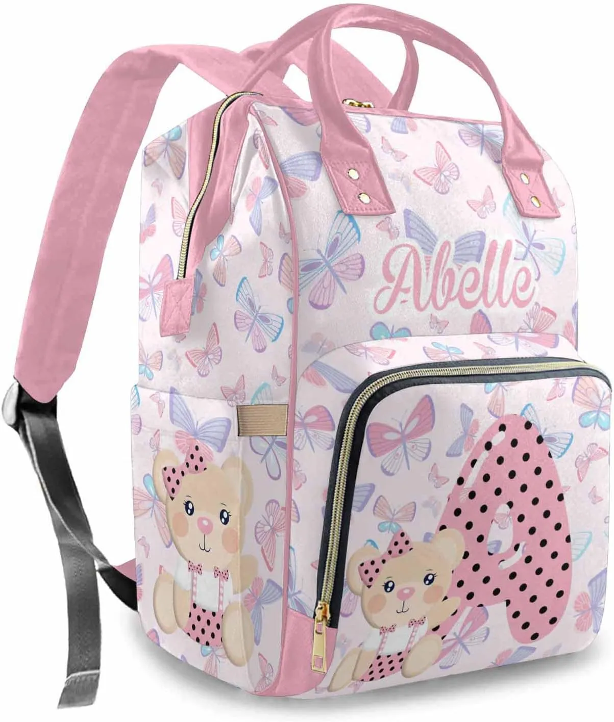 Custom Diaper Bag Backpack with Name, Personalized Multifunction Large Diaper Backpack Large Capacity Mommy Bag for New Mom 0303-10