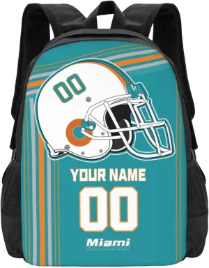 Custom Miami Backpack Personalized Name Number, Customize High Capacity Bookbag 17 Inch Laptop Bag Travel Backpack Gifts for Men Women Boys