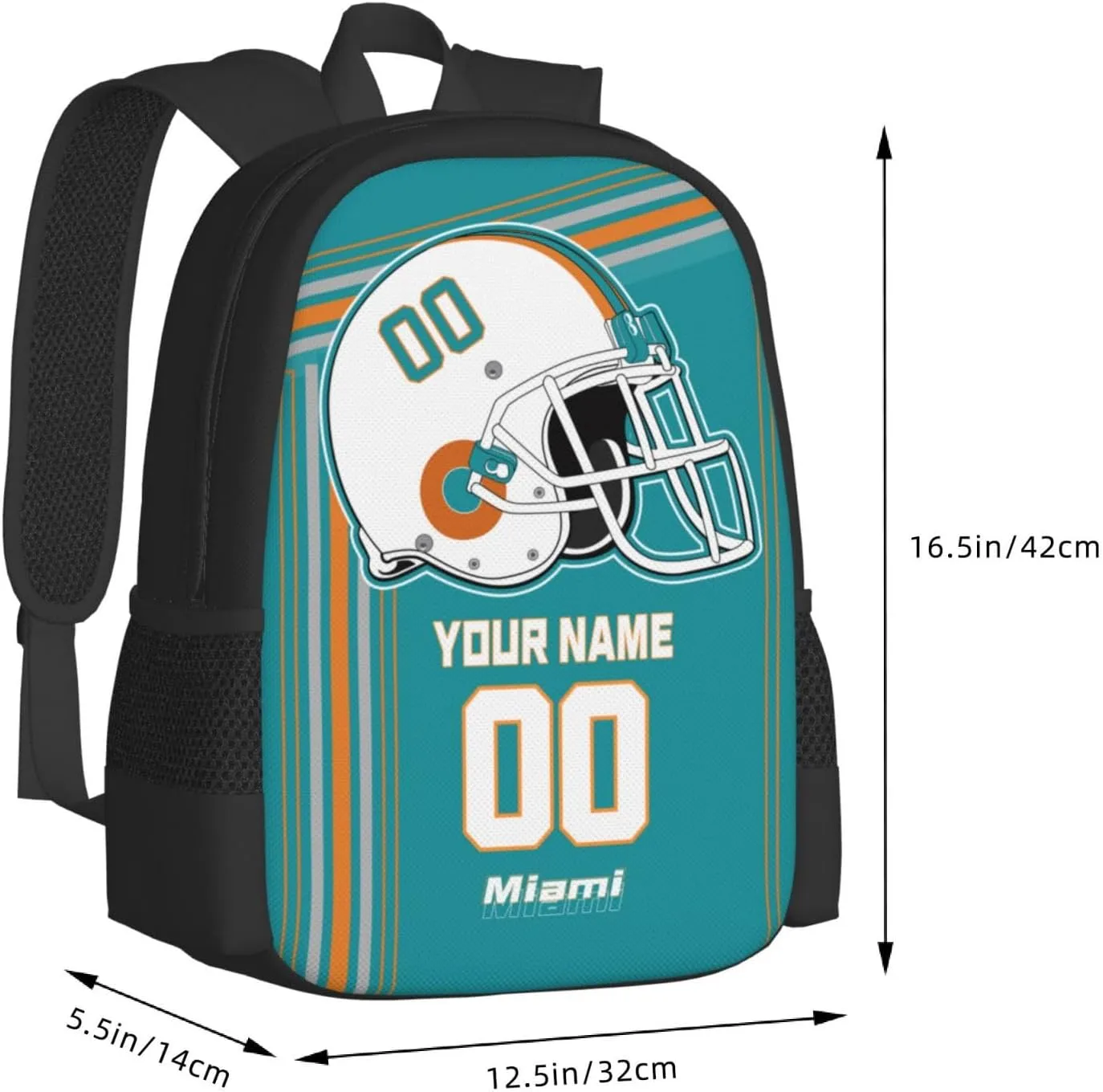 Custom Miami Backpack Personalized Name Number, Customize High Capacity Bookbag 17 Inch Laptop Bag Travel Backpack Gifts for Men Women Boys