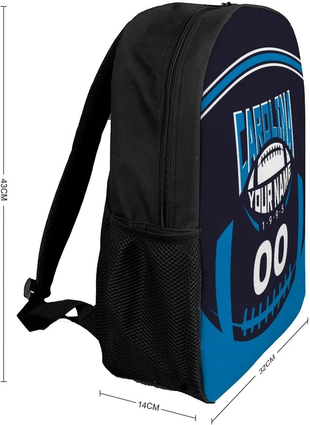 Custom Shoulder Carolina Backpack Personalized Any Name Number 17 Inch Large Capacity Laptop Bag Bookbag Gifts for Men Women
