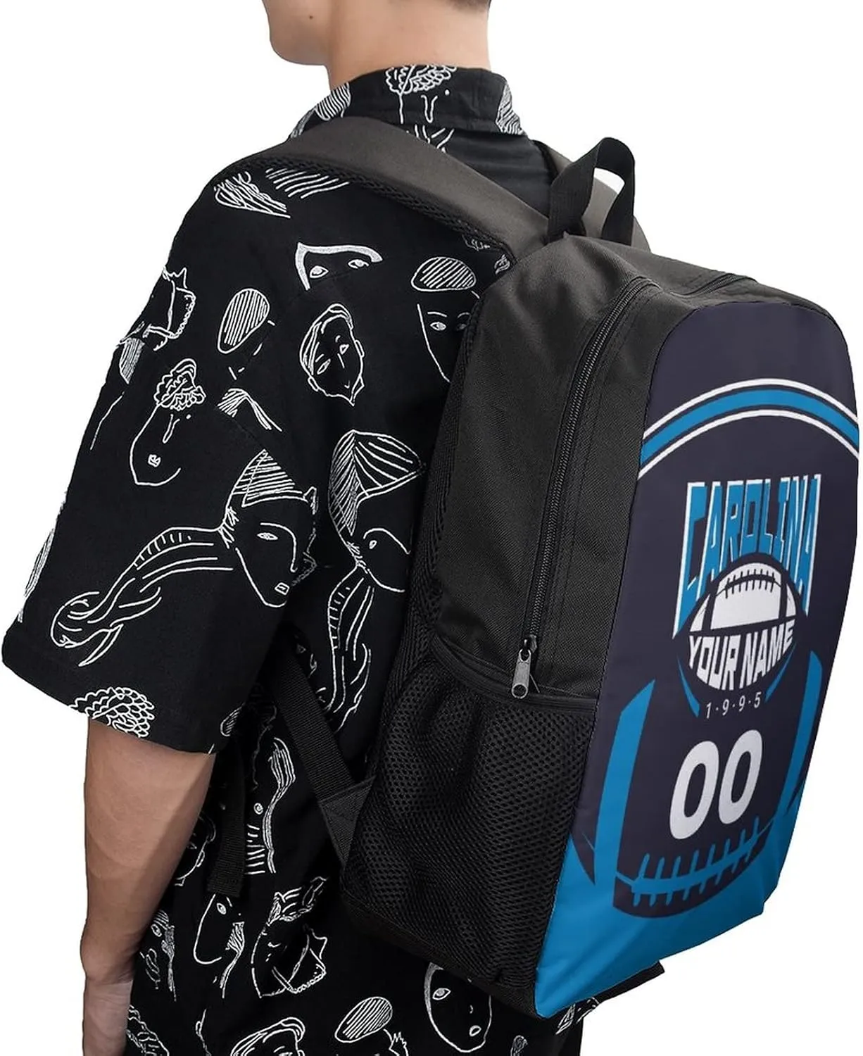 Custom Shoulder Carolina Backpack Personalized Any Name Number 17 Inch Large Capacity Laptop Bag Bookbag Gifts for Men Women