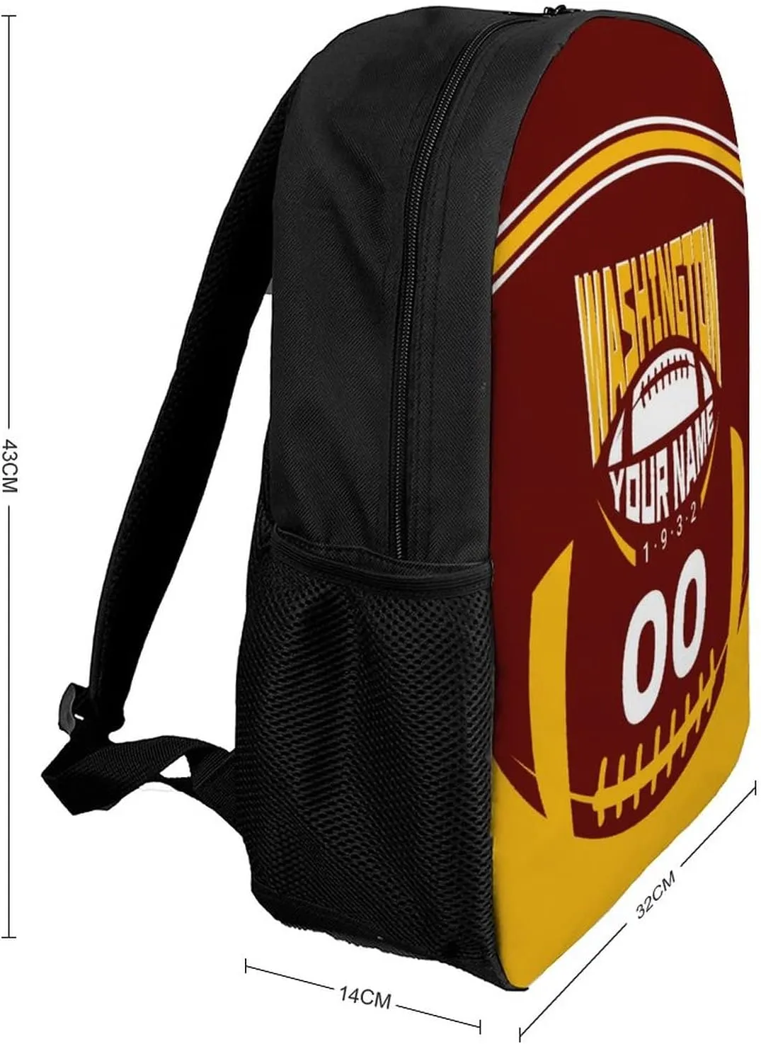 Custom Shoulder Washington Backpack Personalized Any Name Number 17 Inch Large Capacity Laptop Bag Bookbag Gifts for Men Women
