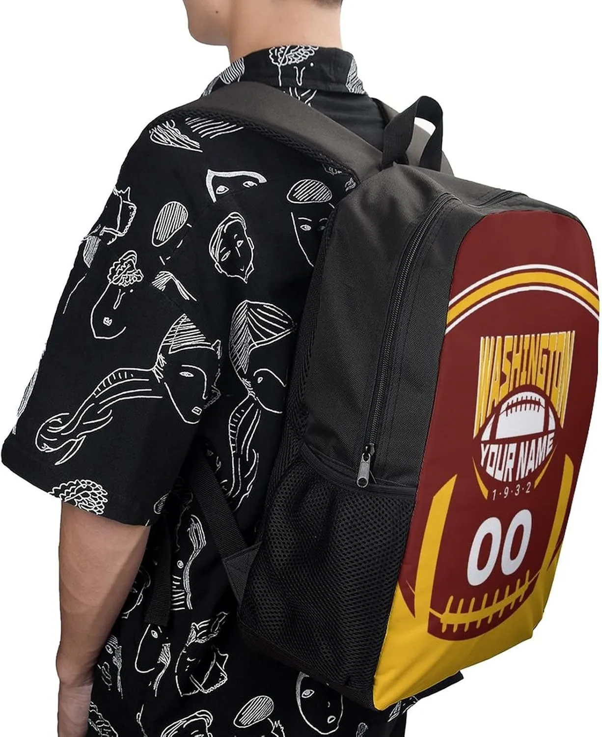 Custom Shoulder Washington Backpack Personalized Any Name Number 17 Inch Large Capacity Laptop Bag Bookbag Gifts for Men Women