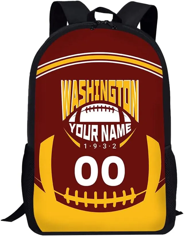 Custom Shoulder Washington Backpack Personalized Any Name Number 17 Inch Large Capacity Laptop Bag Bookbag Gifts for Men Women