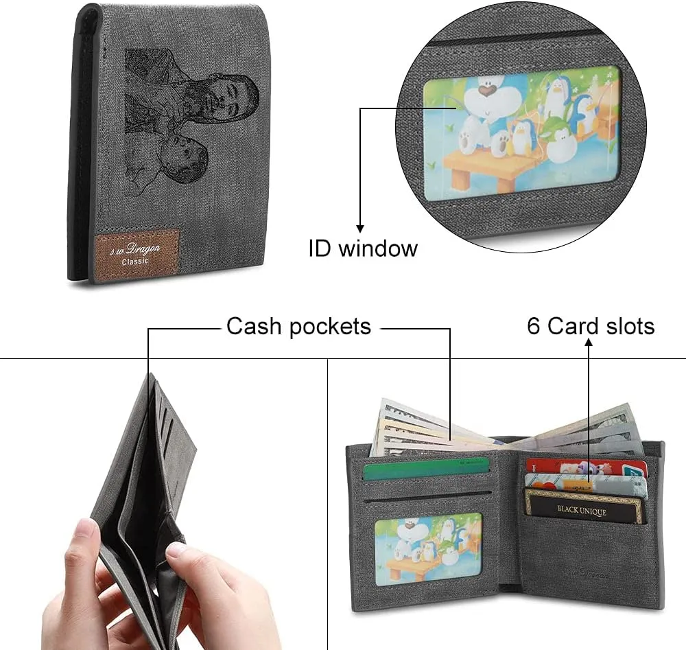 Custom Wallets for Men Personalized Gifts for Men Dad Boyfriend Personalized Wallets for Men Engraved Photo Leather Wallets (Style 3)