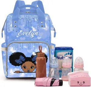 Customizable Large Capacity Diaper Bag Africa Black Personalized Name, Waterproof Multi-Function Mommy Bag with Thermal Pockets for Girls