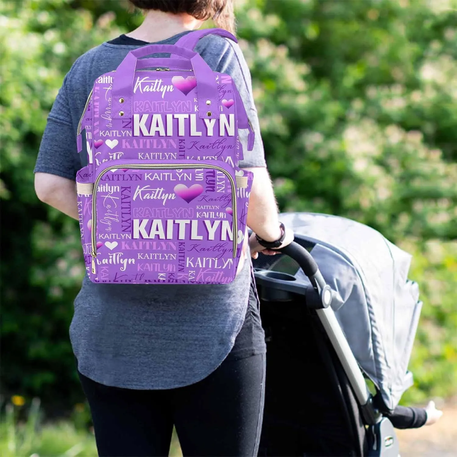 Customized Diaper Bag with Name Personalized Capital initials Blue Casual Nappy Changing Bag with Thermal Pockets for Outside Use Custom Mommy Nappy Bags for Women Mom Dad