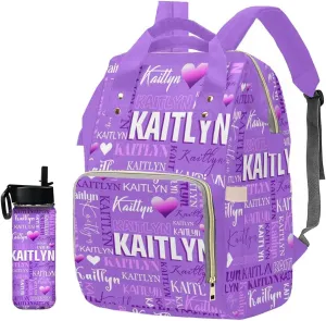 Customized Diaper Bag with Name Personalized Capital initials Blue Casual Nappy Changing Bag with Thermal Pockets for Outside Use Custom Mommy Nappy Bags for Women Mom Dad