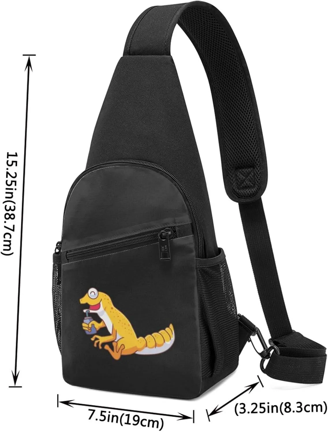 Cute Gecko Lizard Drinking Unisex Chest Bag Lightweight Crossbody Shoulder Bag Travel Pocket
