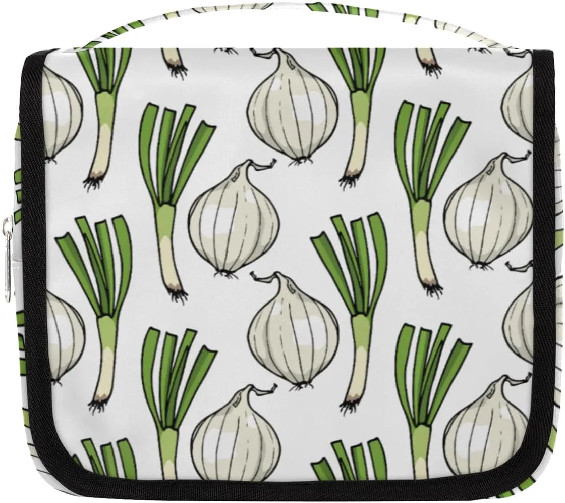 Cute Hanging Travel Toiletry Bag Garlic Onion Travel Accessory Essentials,Portable Make Up Cosmetic Bag Toiletry Kit Organizer for Women Men