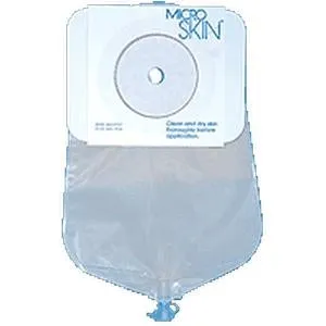 Cymed 86338W 9 inch Urostomy Pre-sized Pouch with MicroSkin Adhesive Barrier - 1(1/2) inch, With MicroDerm thin washer, Transparent, Box of 10 pouches