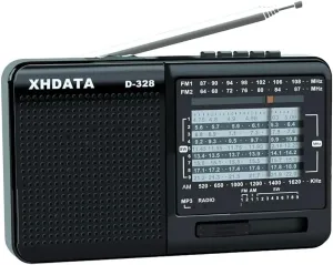 D-328 Shortwave AM FM DSP Portable Small Multi Band Radio Stereo MP3 Player with Rechargeable Battery Earphone Jack Portable Multimedia Speaker with USB Micro SD Card Jack (Black)