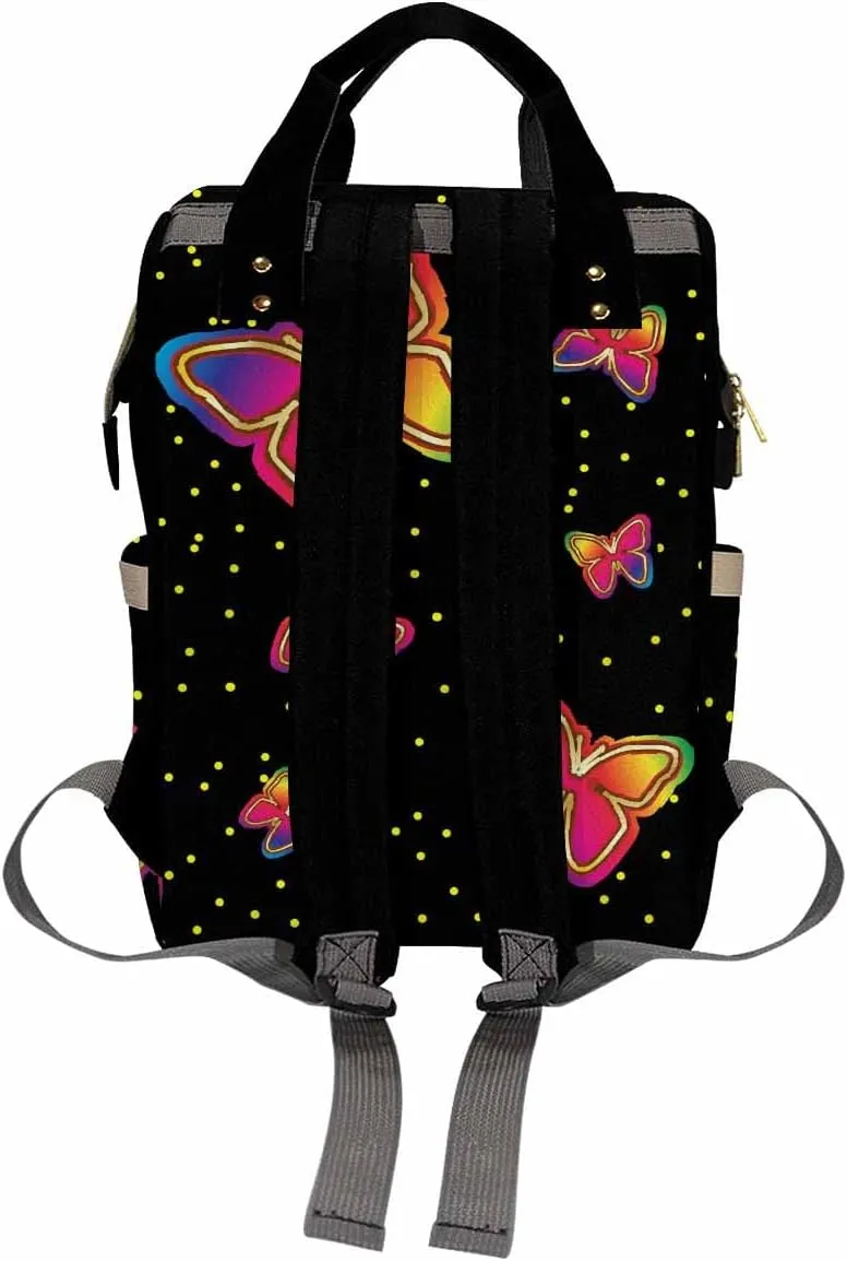 D-Story Customized Diaper Backpack Handbag Handbag Cute American Women Expandable Princess All-In-One Bags Custom Bag Personalized Mummy Nursing Baby Bags, Rainbow Butterflies