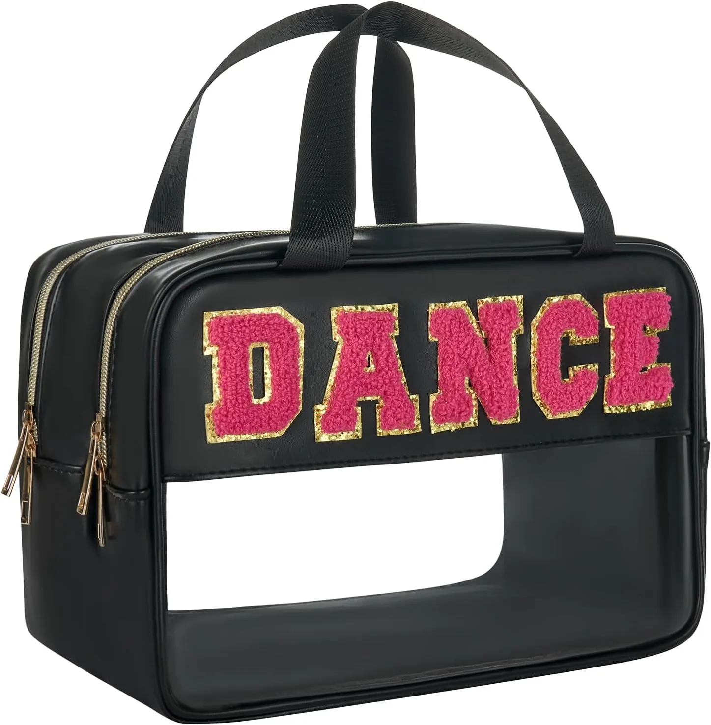 Dance Bag - Clear Makeup Bag, Varsity Letter Pouch, Dance Competition Accessories, Travel Toiletry Bag