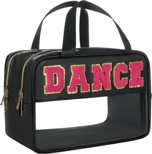 Dance Bag - Clear Makeup Bag, Varsity Letter Pouch, Dance Competition Accessories, Travel Toiletry Bag