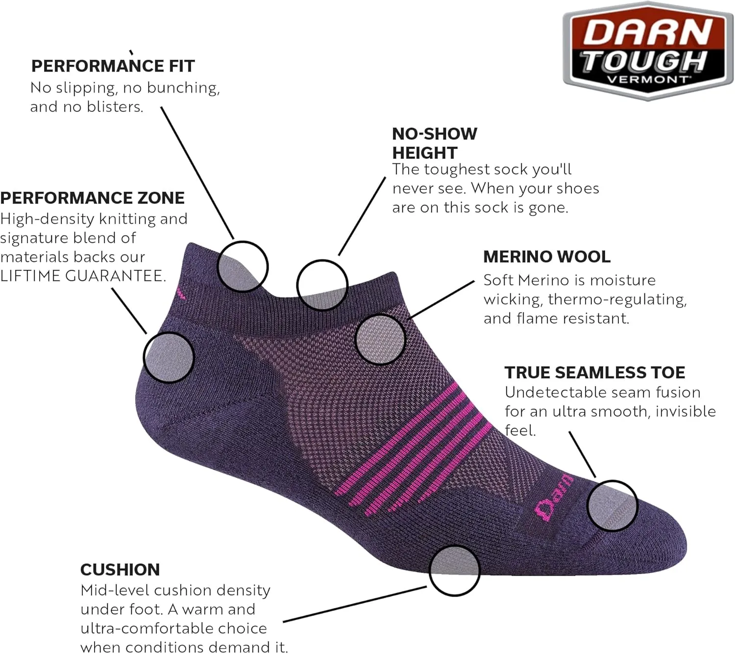 Darn Tough Women's Element No Show Tab Lightweight Sock (Style 1112) -