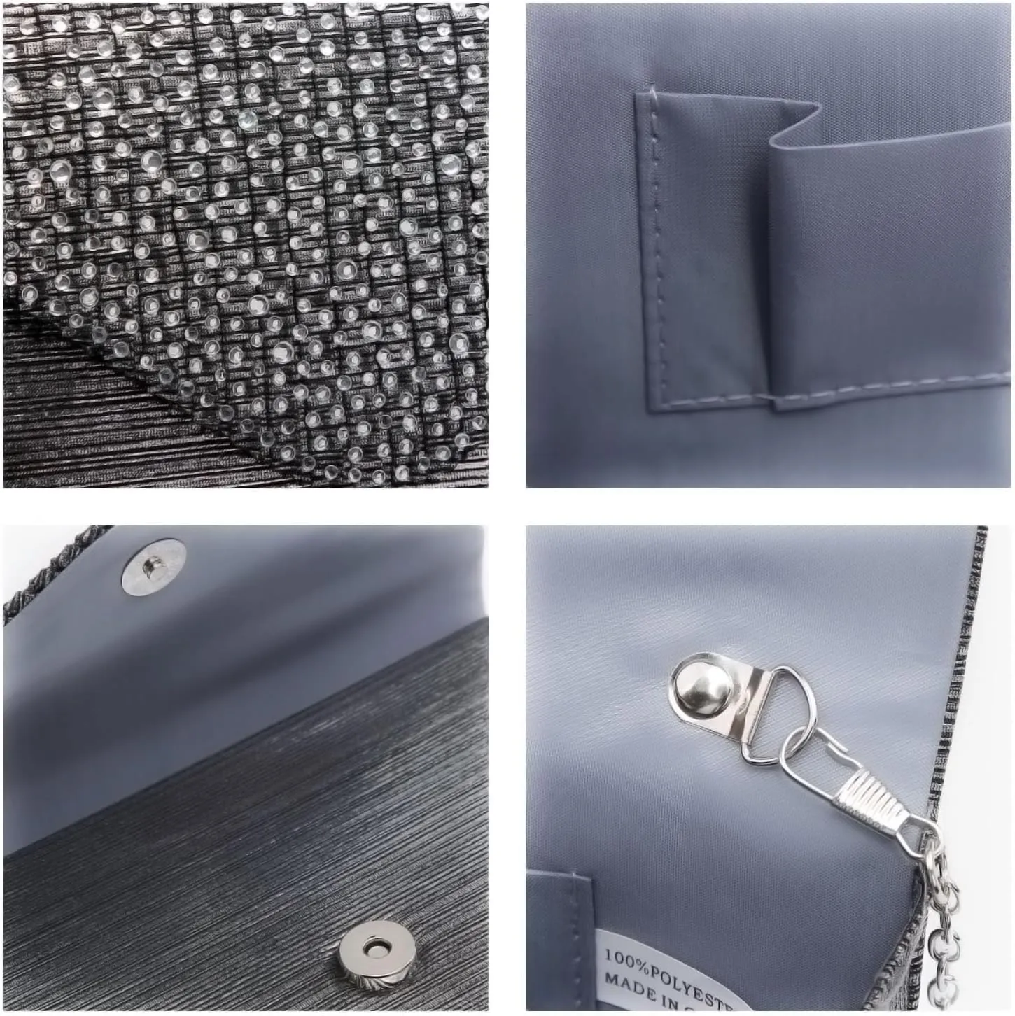 Dasein Ladies Frosted Satin Evening Clutch Purse Bag Crossbody Handbags Party Prom Wedding Envelope