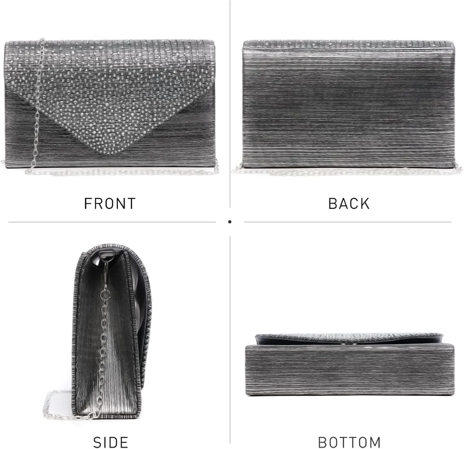 Dasein Ladies Frosted Satin Evening Clutch Purse Bag Crossbody Handbags Party Prom Wedding Envelope