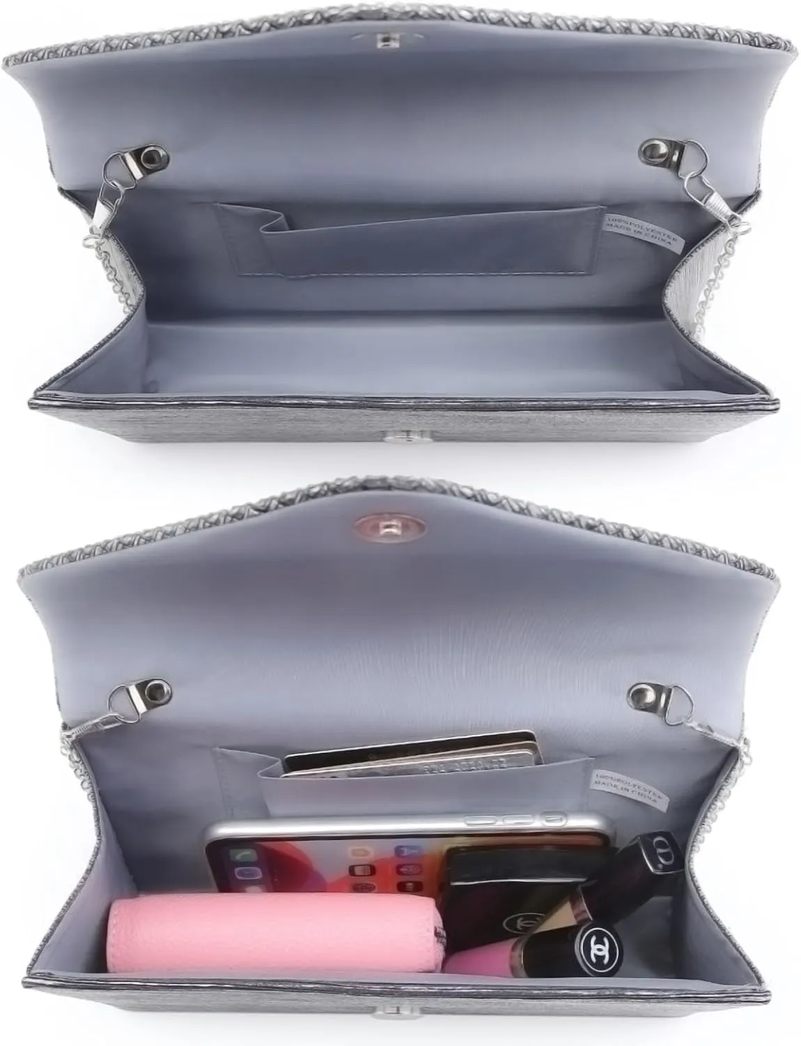 Dasein Ladies Frosted Satin Evening Clutch Purse Bag Crossbody Handbags Party Prom Wedding Envelope