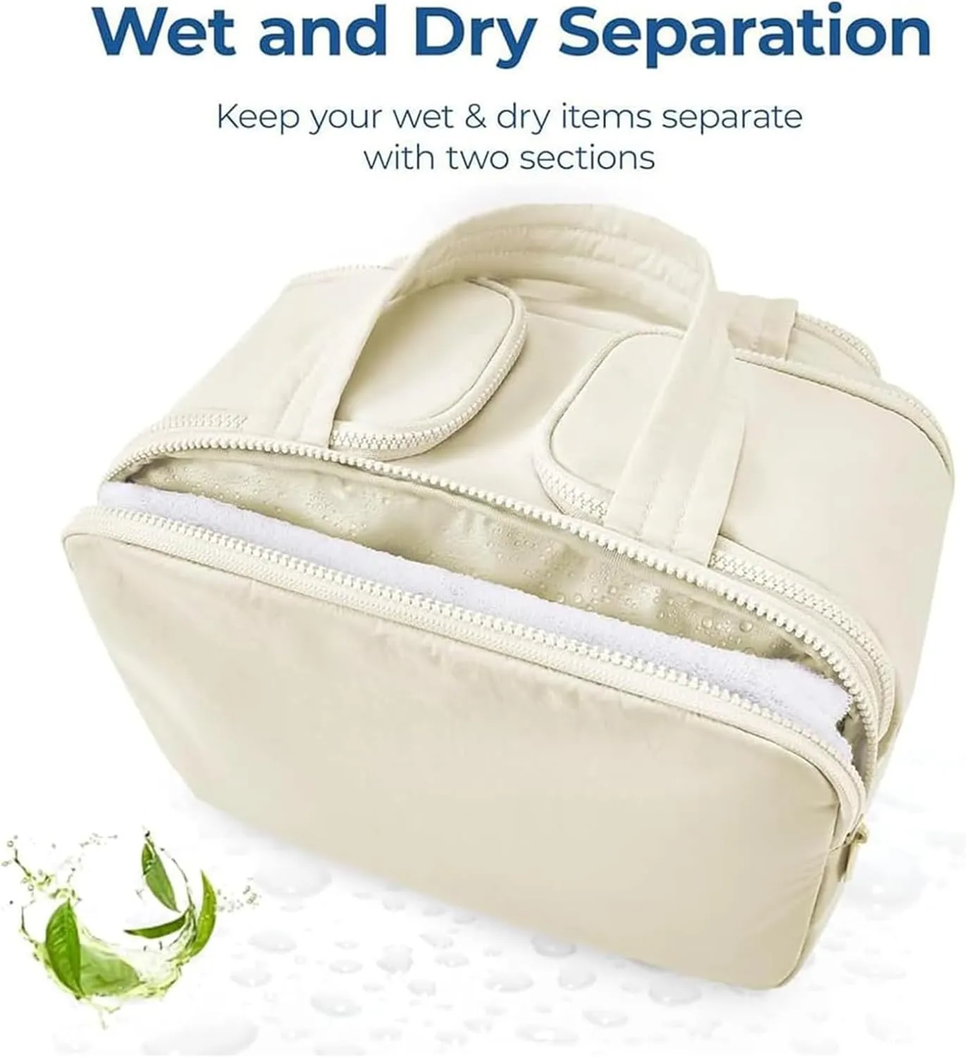 Decisive Makeup Bag, Elouva Toiletry Bag, Large Capacity Wide-Open Travel Cosmetic Bag, 4-in-1 Puffy Multi-functional Toiletry Bag, Portable Hanging Organizer, Dry-and-Wet Separation (Khaki)