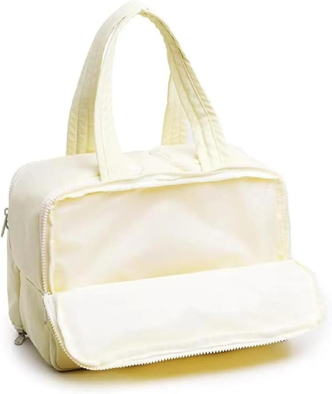 Decisive Makeup Bag, Elouva Toiletry Bag, Large Capacity Wide-Open Travel Cosmetic Bag, 4-in-1 Puffy Multi-functional Toiletry Bag, Portable Hanging Organizer, Dry-and-Wet Separation (Khaki)