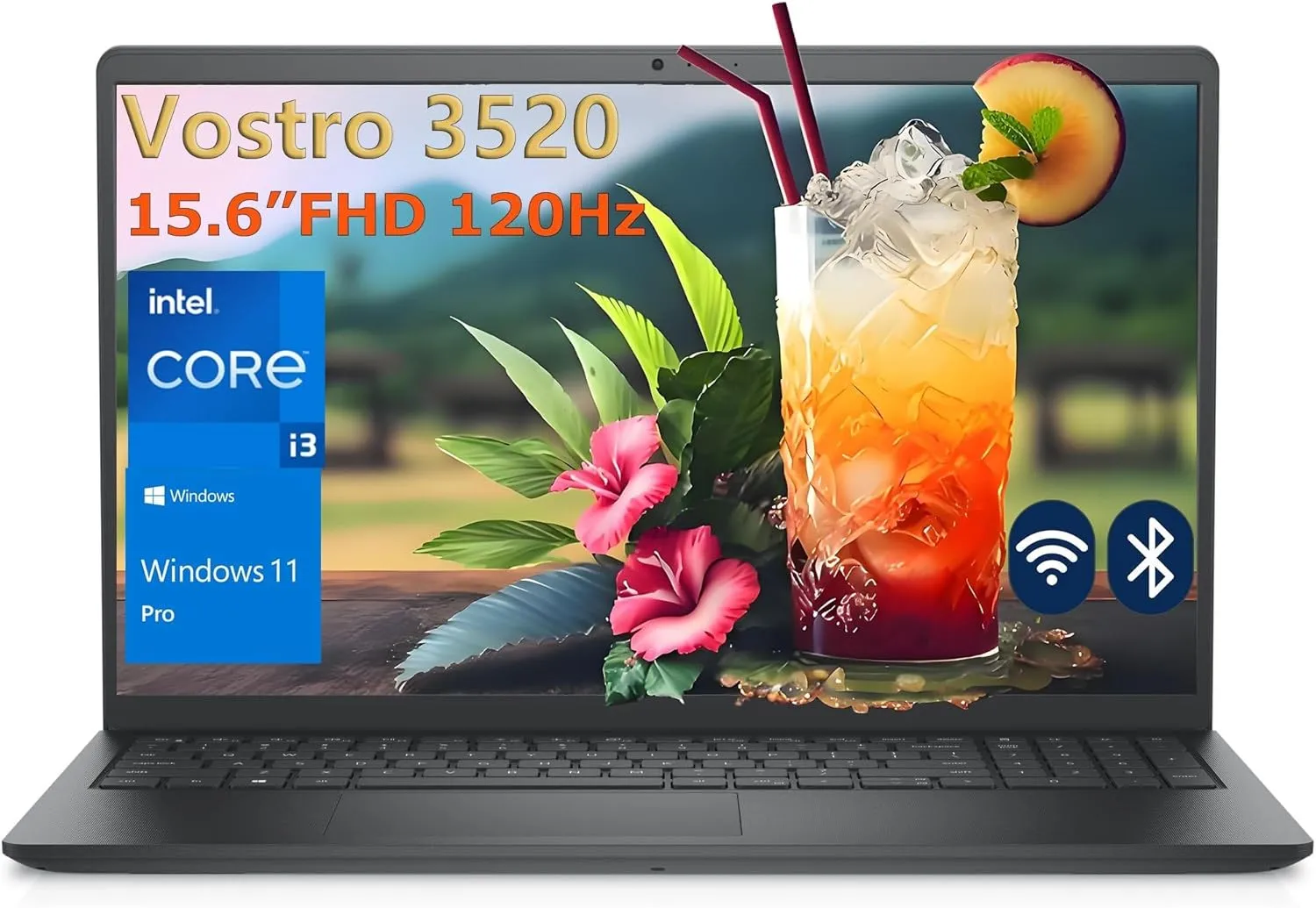 Dell Vostro 3520 15 15.6" 120Hz FHD Business Laptop Computer, 12th Gen Intel 6-Core Processor (Beat i5-1135G7), 16GB DDR4 RAM, 512GB PCIe SSD, WiFi, Bluetooth, RJ45, HDMI, Carbon Black, Windows 11 Pro