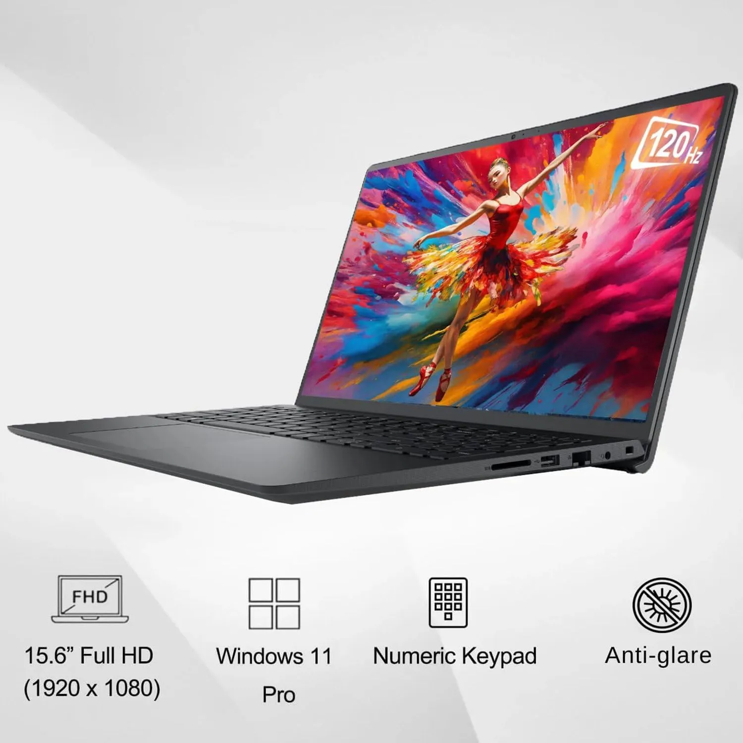 Dell Vostro 3520 15 15.6" 120Hz FHD Business Laptop Computer, 12th Gen Intel 6-Core Processor (Beat i5-1135G7), 16GB DDR4 RAM, 512GB PCIe SSD, WiFi, Bluetooth, RJ45, HDMI, Carbon Black, Windows 11 Pro